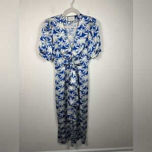 Alexis Avari Blue Palm Jumpsuit Size Small GUC Tropical